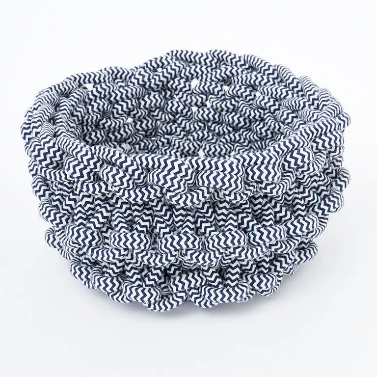 Cesta redonda de cuerda y cuero - D1171 - Batela