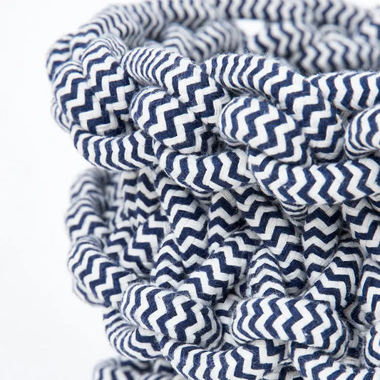 Cesta redonda de cuerda y cuero - D1171 - Batela