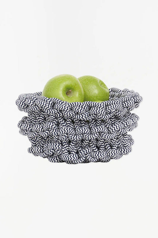 Cesta redonda de cuerda y cuero - D1171 - Batela