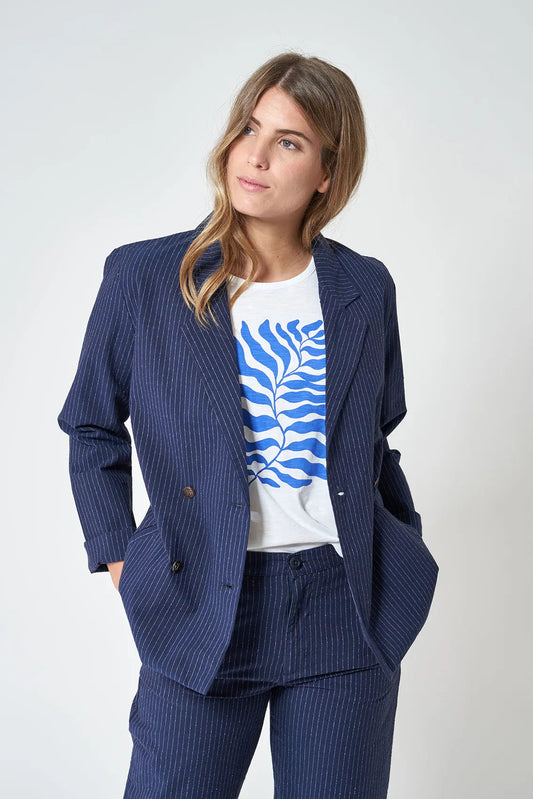 Indigo fine stripe jacket or blazer
