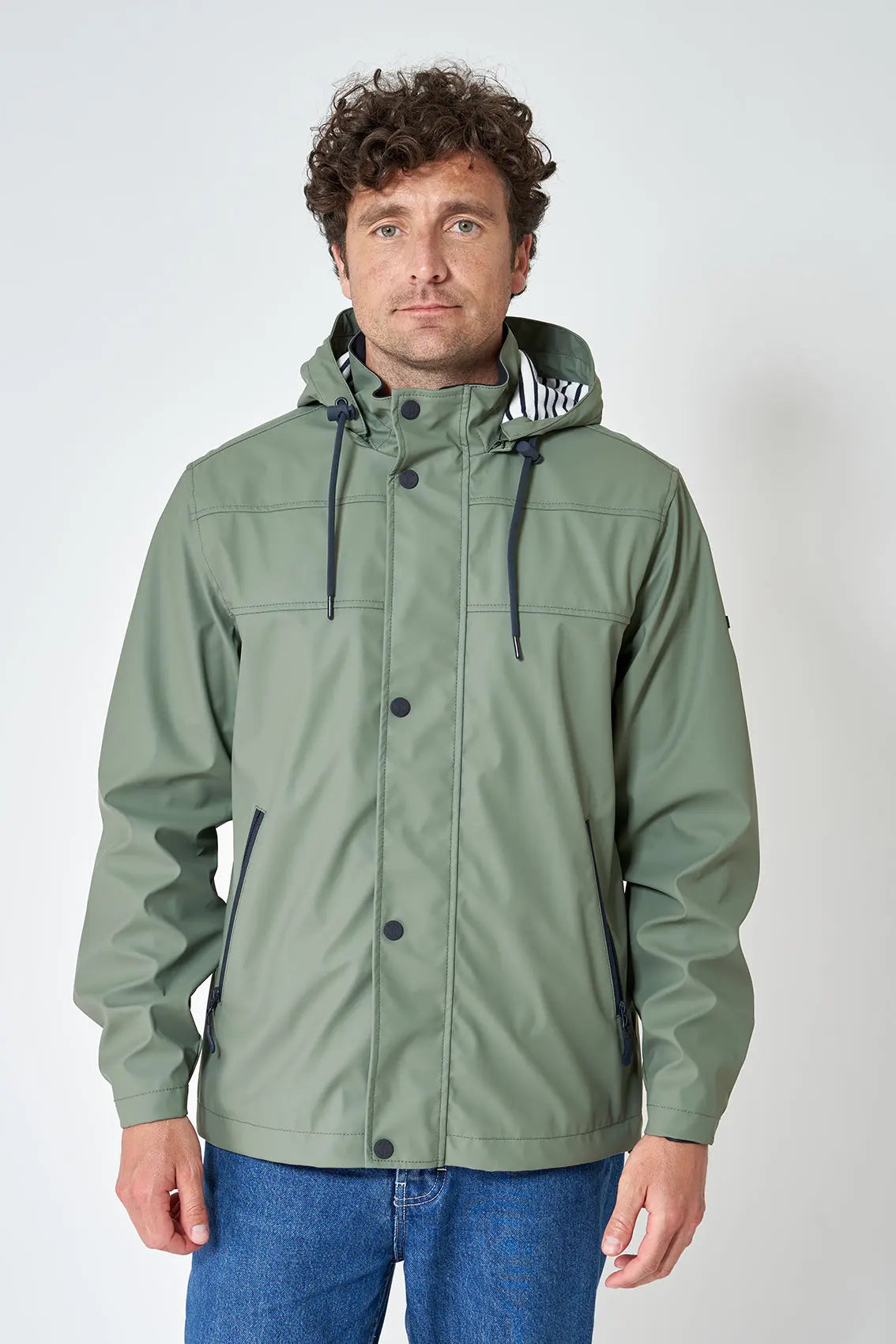 Men's polyurethane raincoat with striped inner lining batela1991