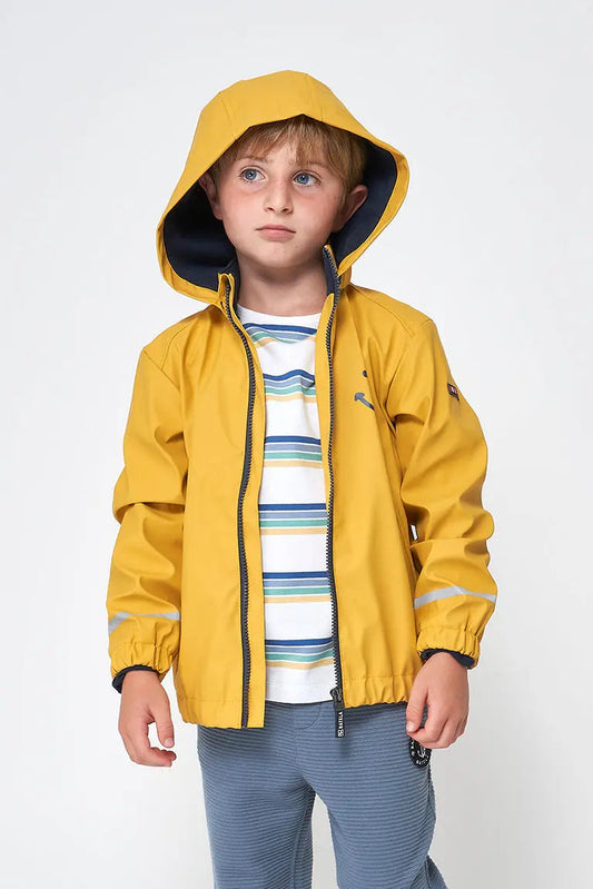 Navy polyurethane raincoat with anchor - C3135