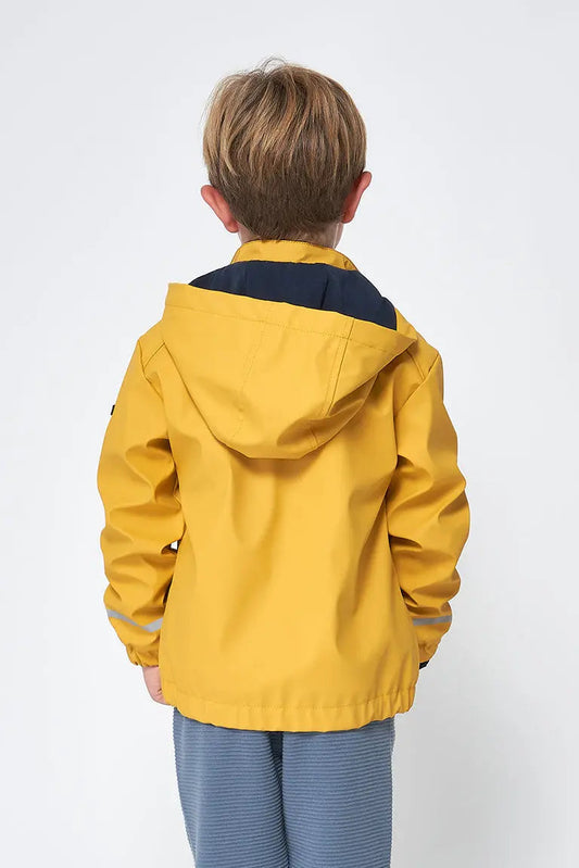 Navy polyurethane raincoat with anchor - C3135