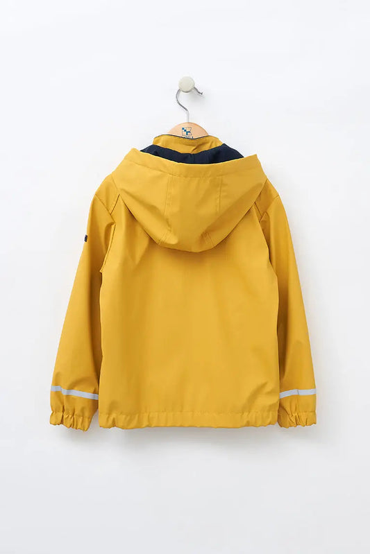 Navy polyurethane raincoat with anchor - C3135