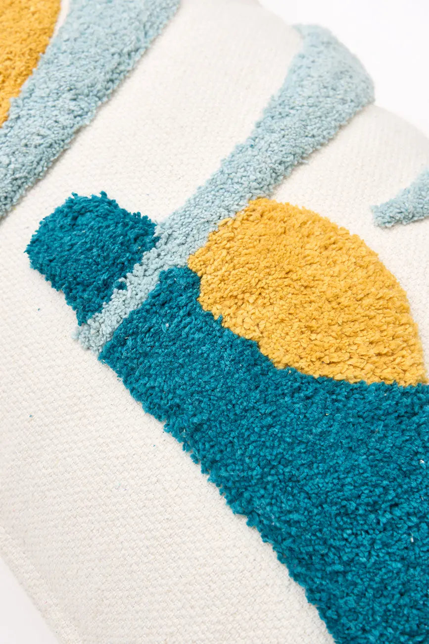 Cojín con paisaje surf bordado en algodón - Decoración náutica