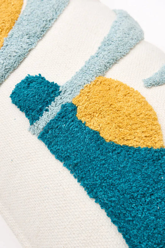 Cojín con paisaje surf bordado en algodón - Decoración náutica