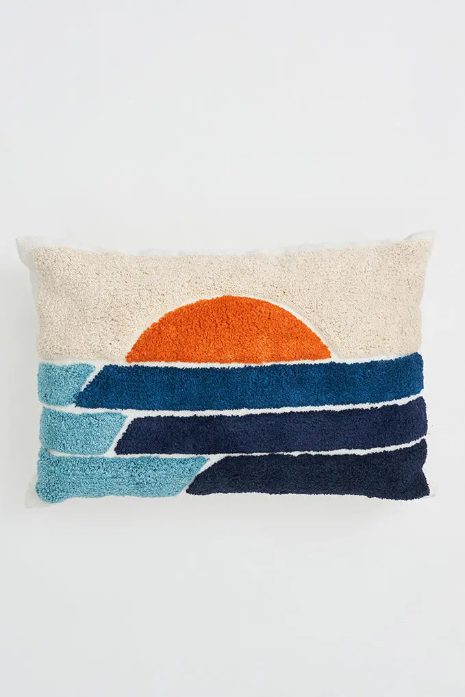 Sunset cushion in embroidered cotton