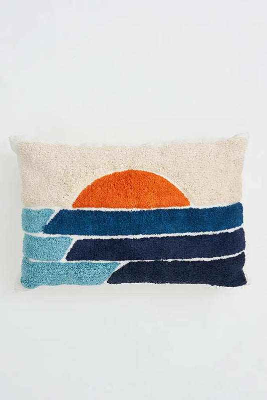 Sunset cushion in embroidered cotton
