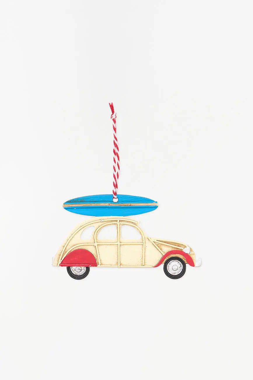 Colgante navideño 2cv surfero en metal