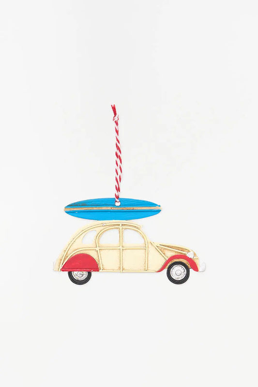 Colgante navideño 2cv surfero en metal
