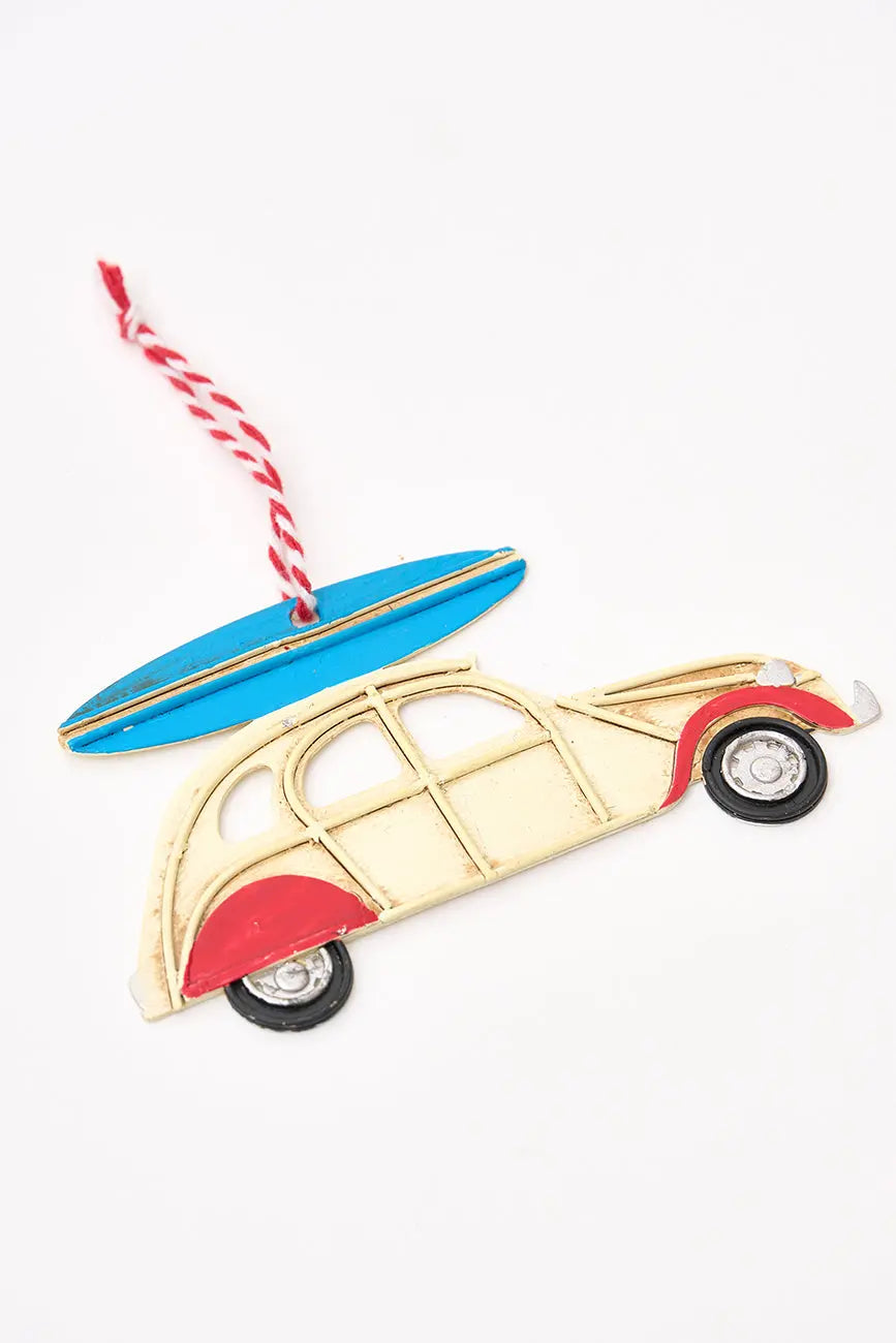 Colgante navideño 2cv surfero en metal