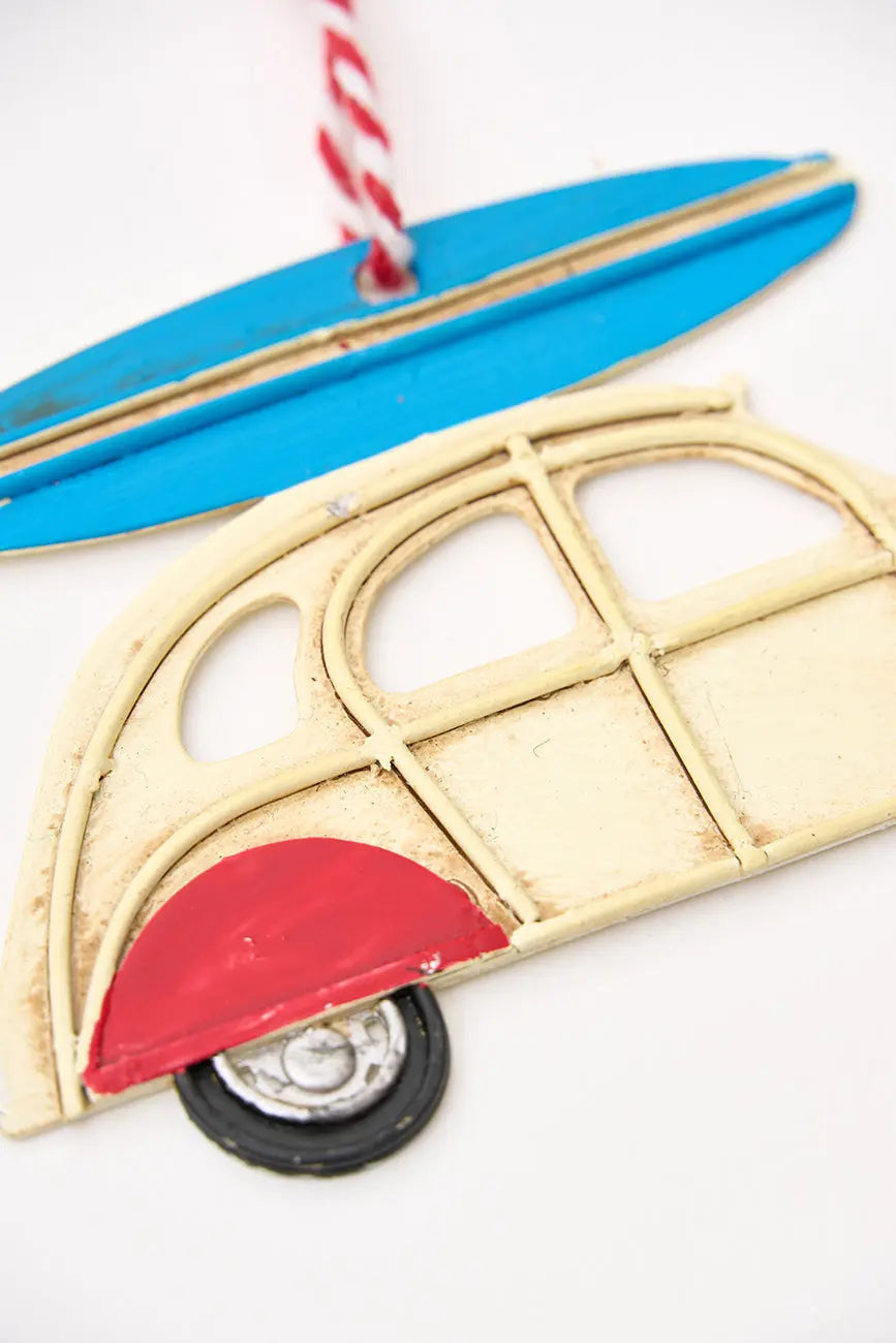 Colgante navideño 2cv surfero en metal