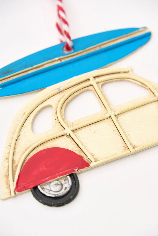 Colgante navideño 2cv surfero en metal