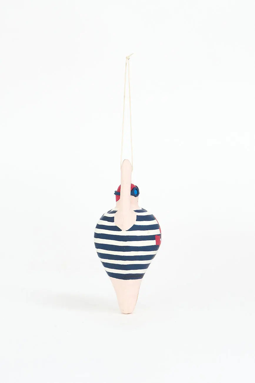 Colgante de bañista de época en papel maché