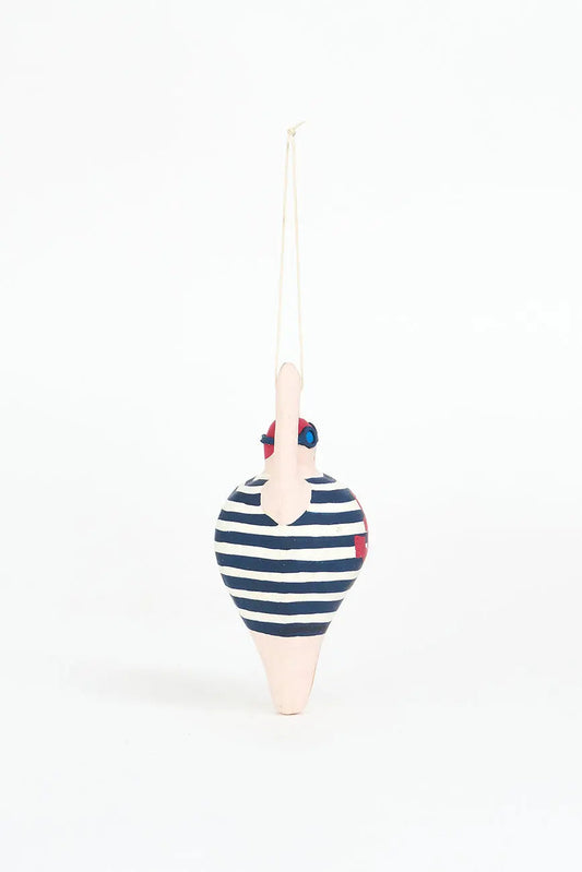 Colgante de bañista de época en papel maché