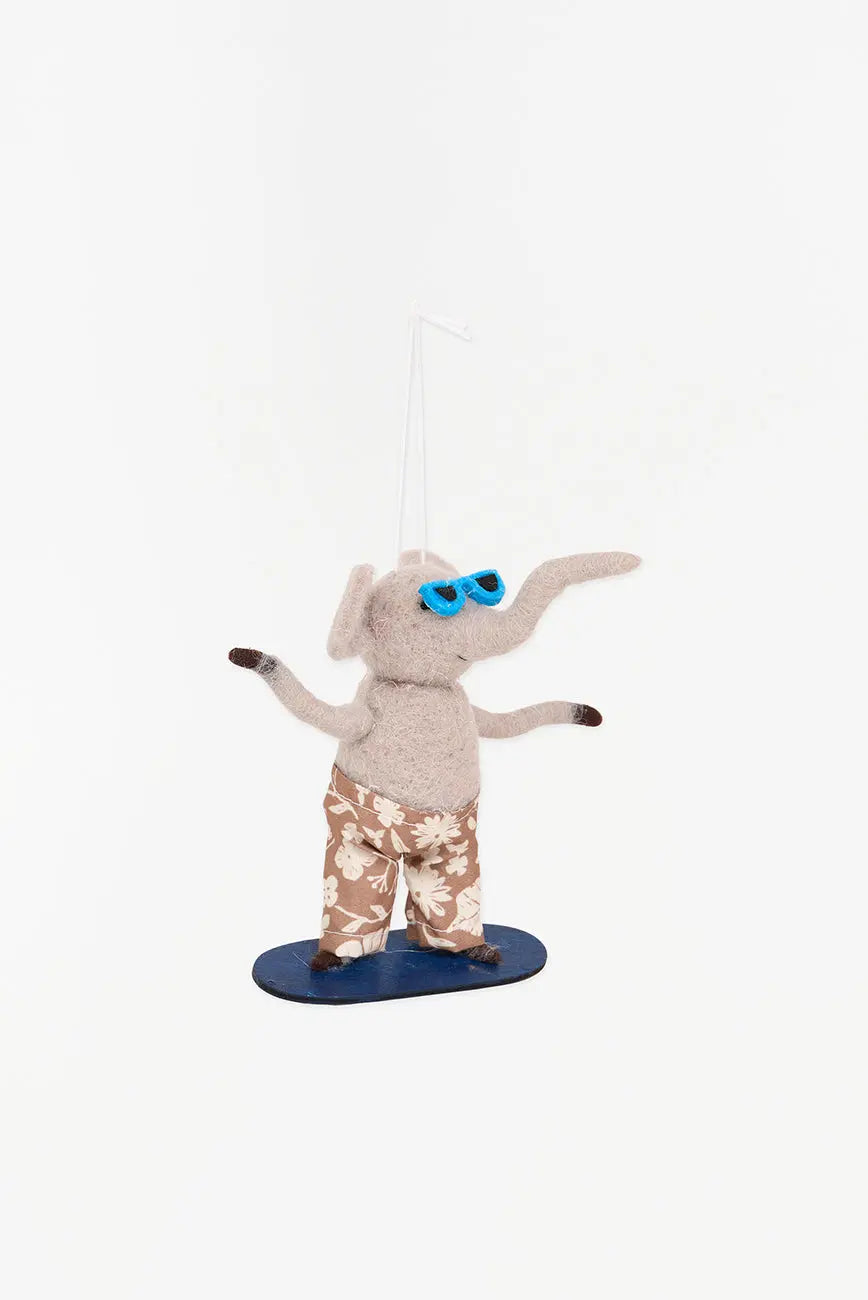 Colgante navidad en fieltro con elefante snowboarder - Decoración árbol navidad