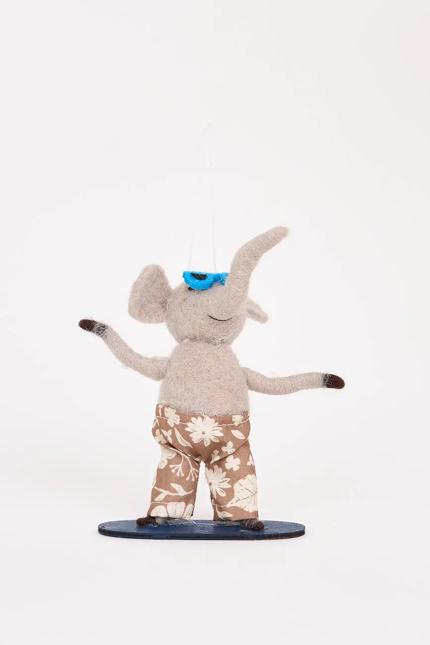 Colgante navidad en fieltro con elefante snowboarder - Decoración árbol navidad