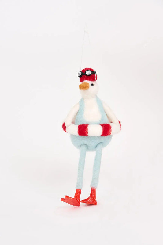 Colgante para árbol navidad en fieltro con pato nadador