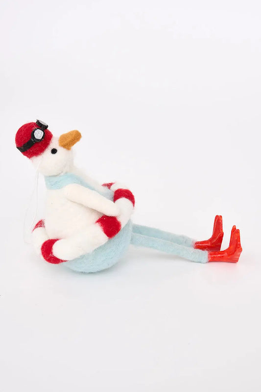 Colgante para árbol navidad en fieltro con pato nadador