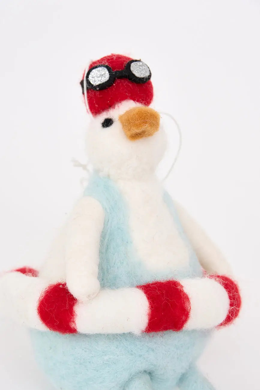 Colgante en fieltro con pato nadador