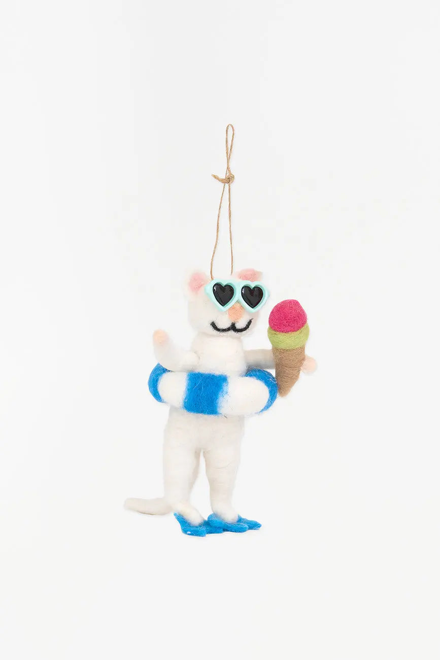 Colgante en fieltro gata con flotador