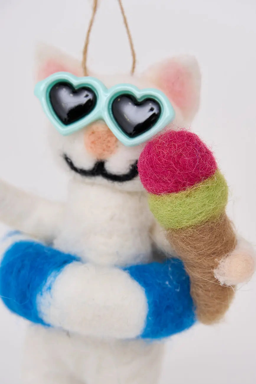 Colgante en fieltro gata con flotador