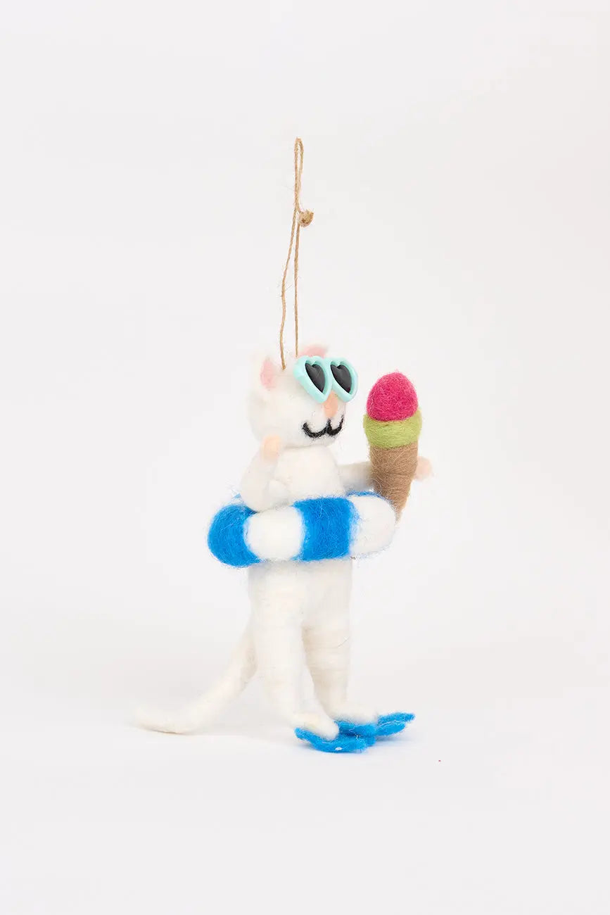 Colgante en fieltro gata con flotador