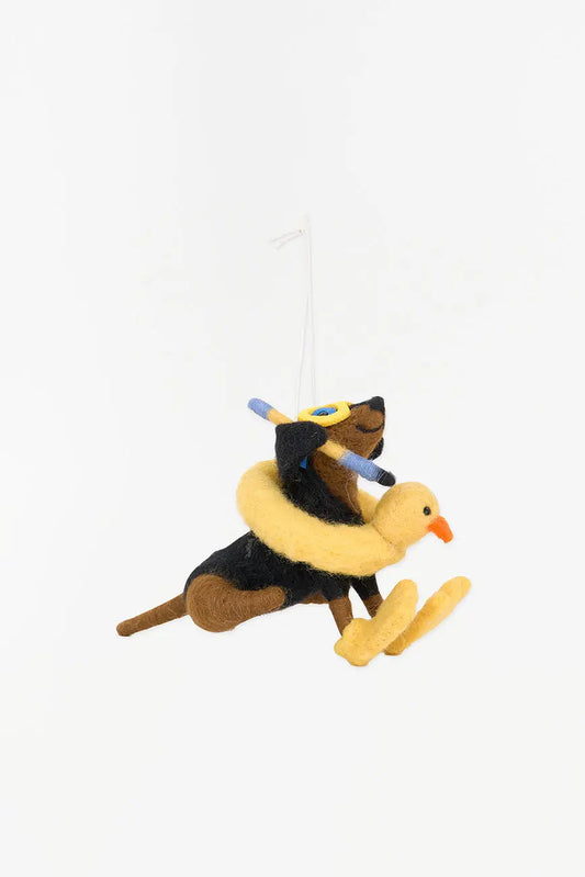 Colgante navidad en fieltro perro con flotador