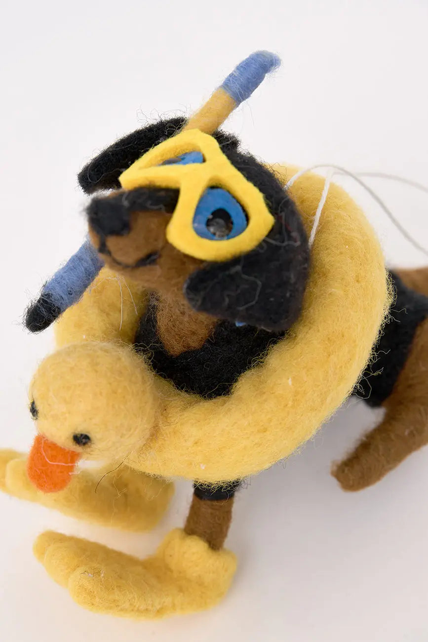 Colgante navidad en fieltro perro con flotador