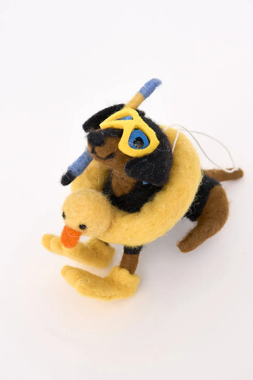 Colgante navidad en fieltro perro con flotador