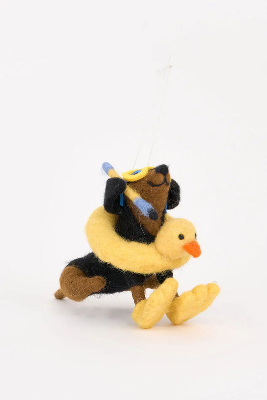 Colgante navidad en fieltro perro con flotador