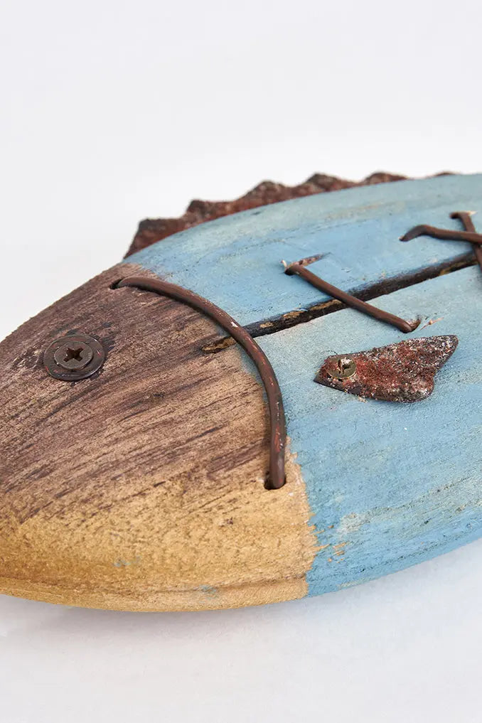 Colgante en forma de pez en madera y metal - BATELA