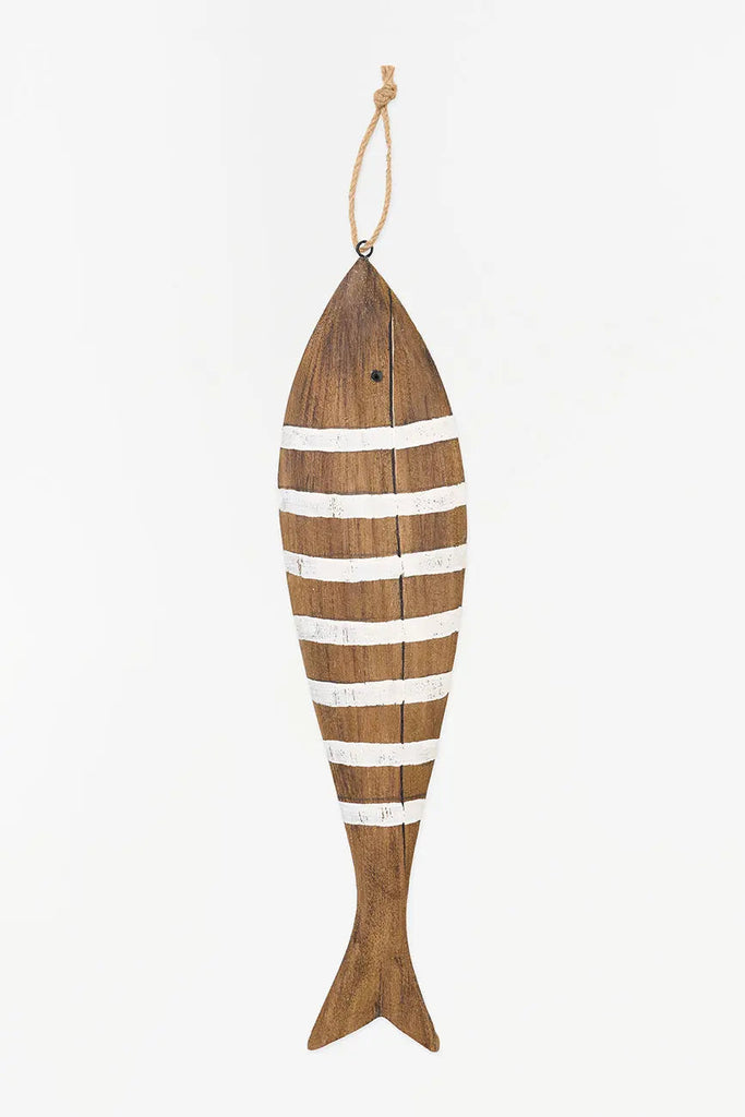Colgante pez de madera a rayas