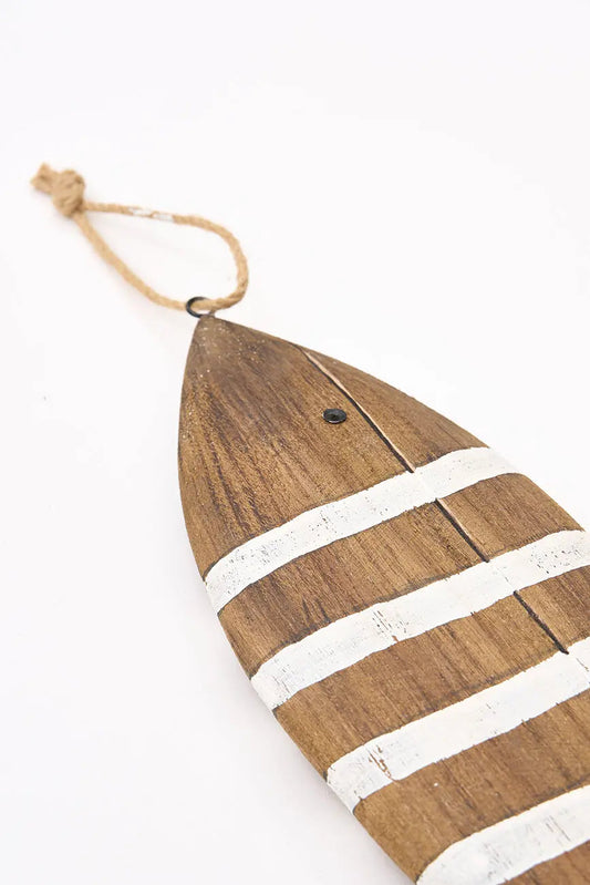 Colgante pez de madera a rayas