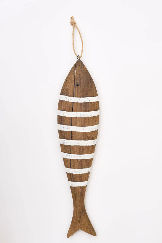 Colgante pez de madera a rayas