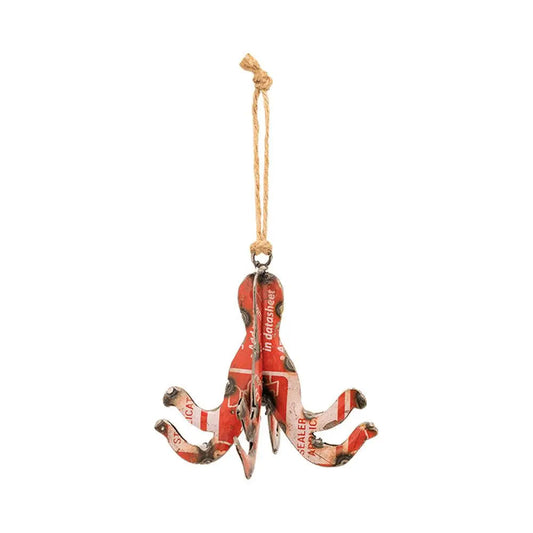 Colgante pulpo en chapa reciclada bidones - D7077 Batela