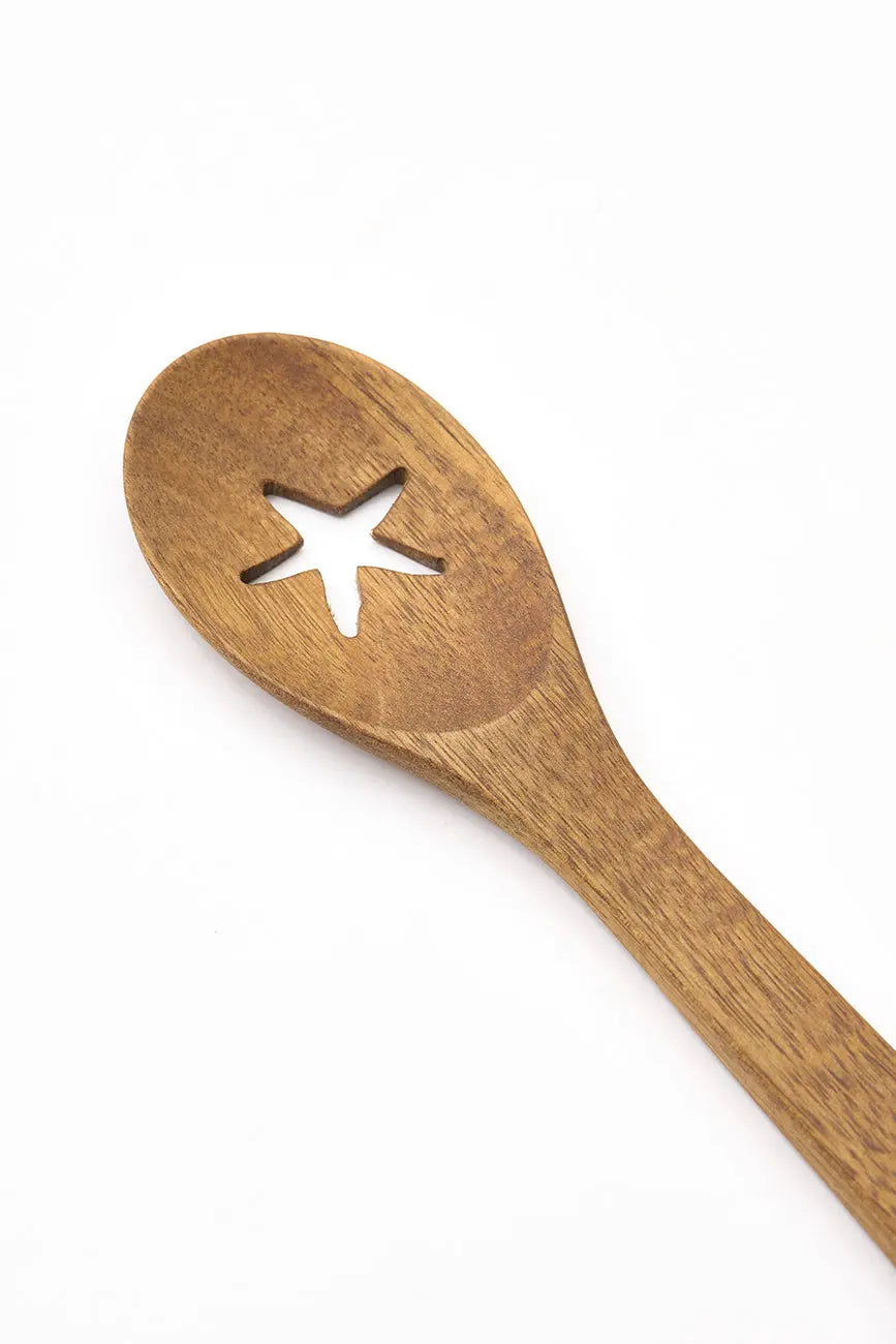 Cuchara de madera decorativa con estrella de mar
