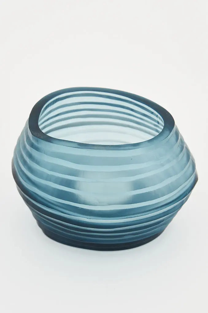 Cuenco portavelas cristal rayas en relieve pequeño - BATELA