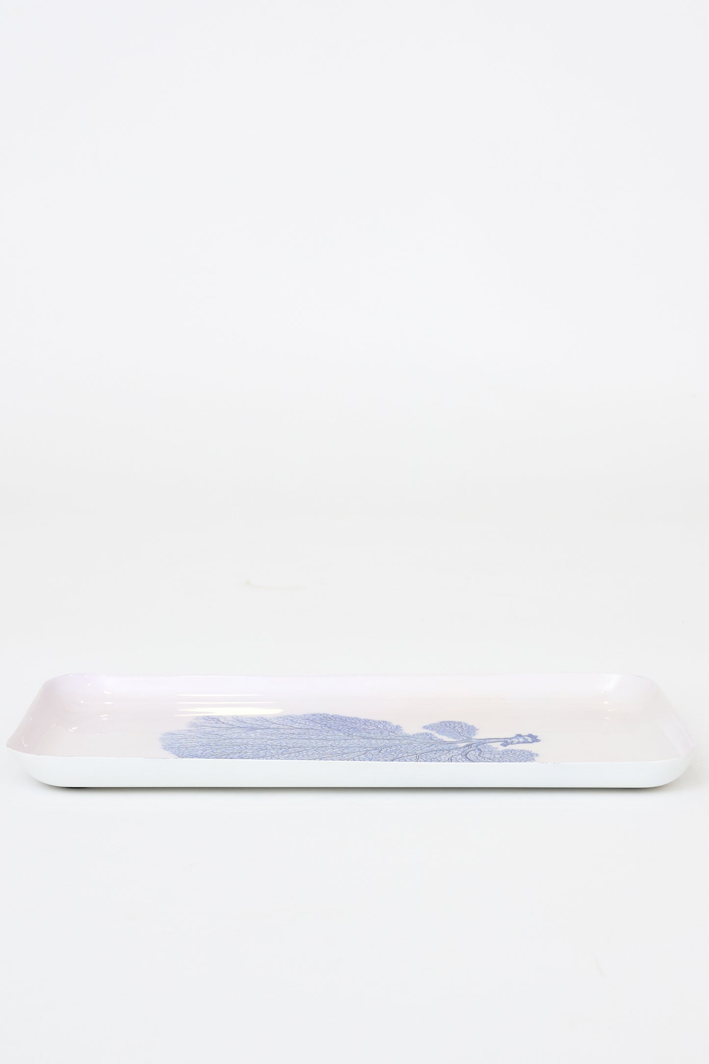 Plateau métal corail décoratif bleu