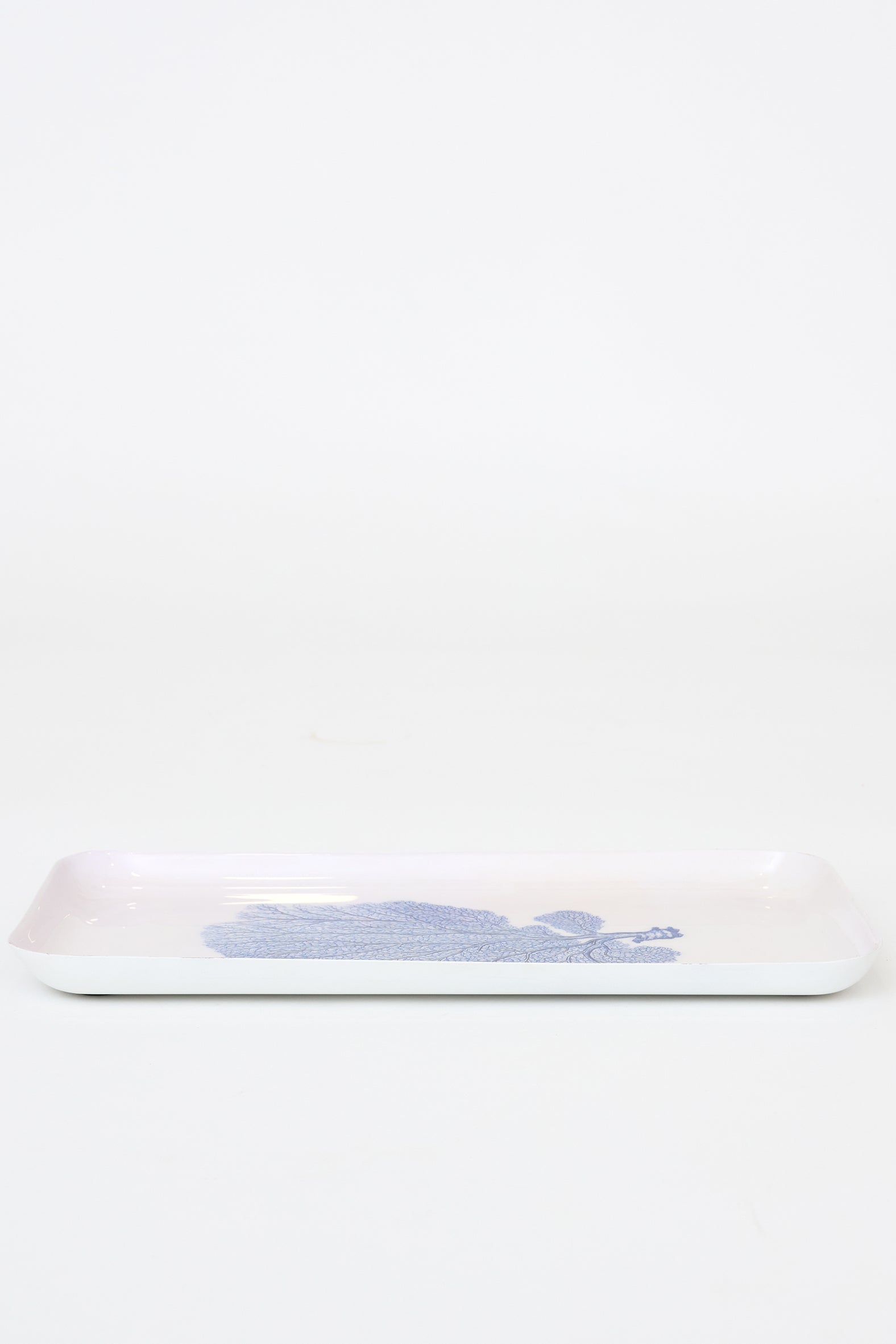 Plateau métal corail décoratif bleu