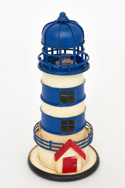 Blue metal lighthouse lamp
