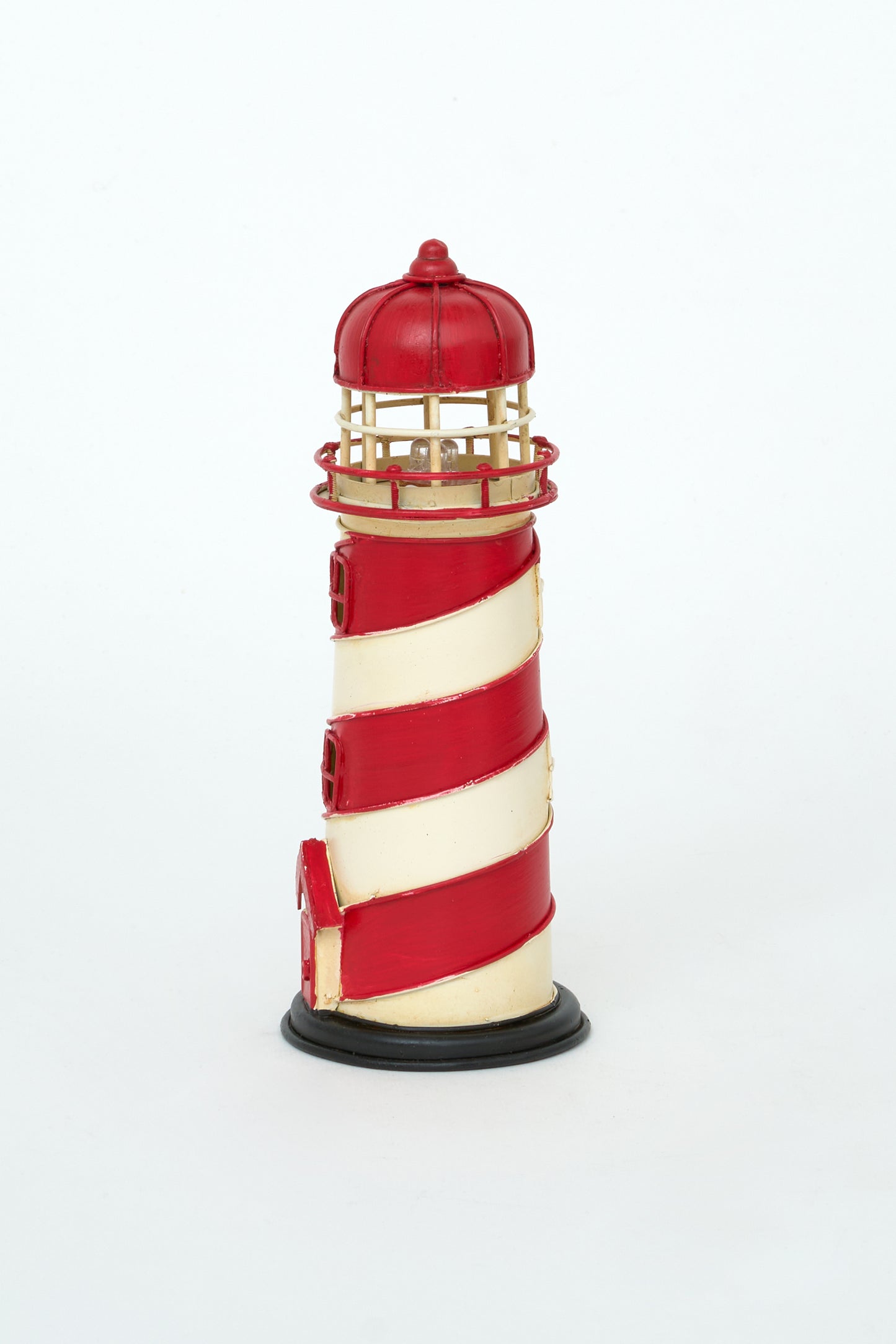 Lámpara faro metal rojo