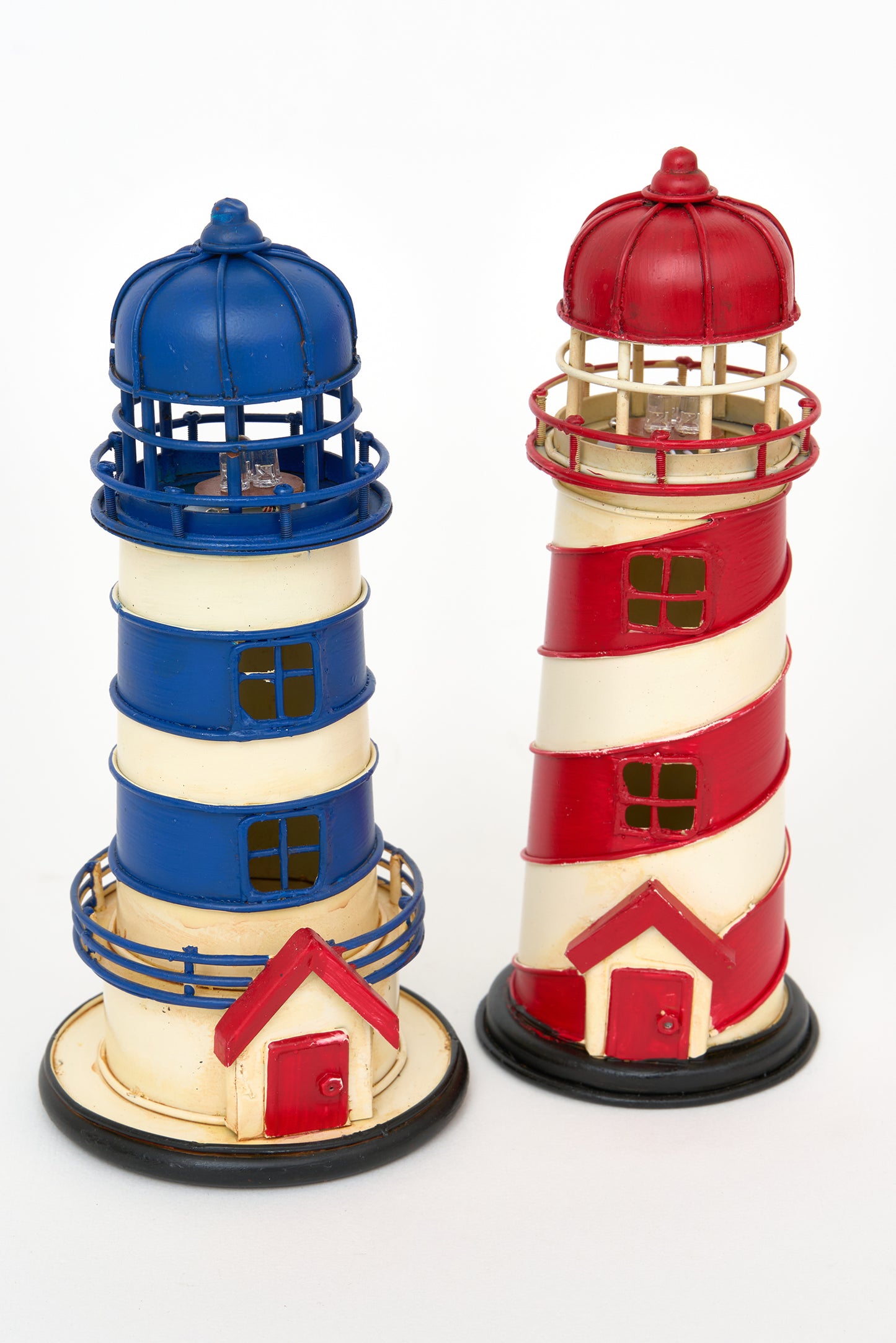 Lámpara faro metal rojo