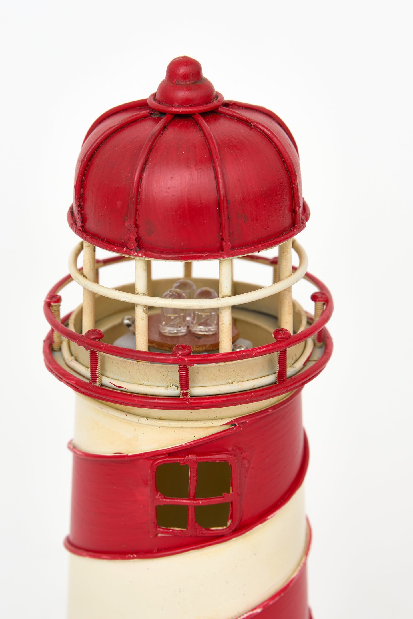 Lámpara faro metal rojo