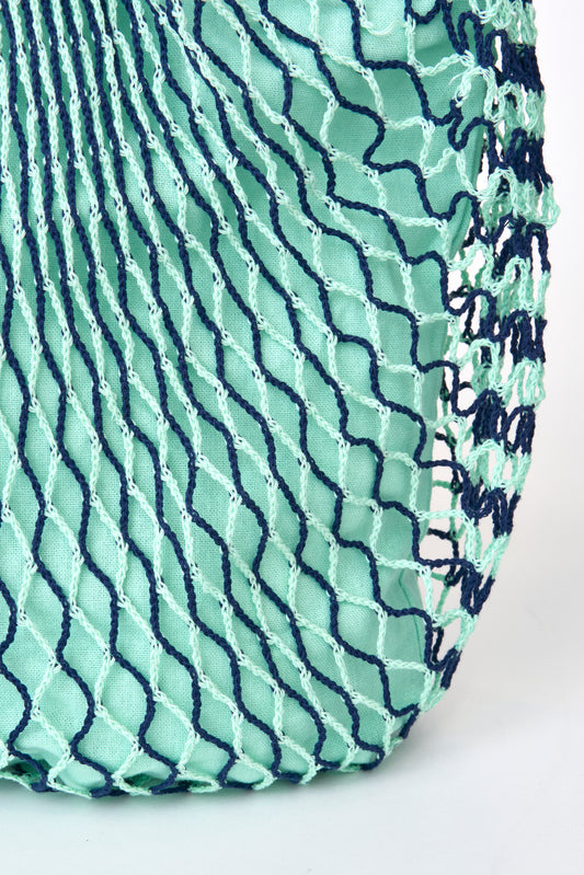 Two-tone recycled cotton mesh bag
