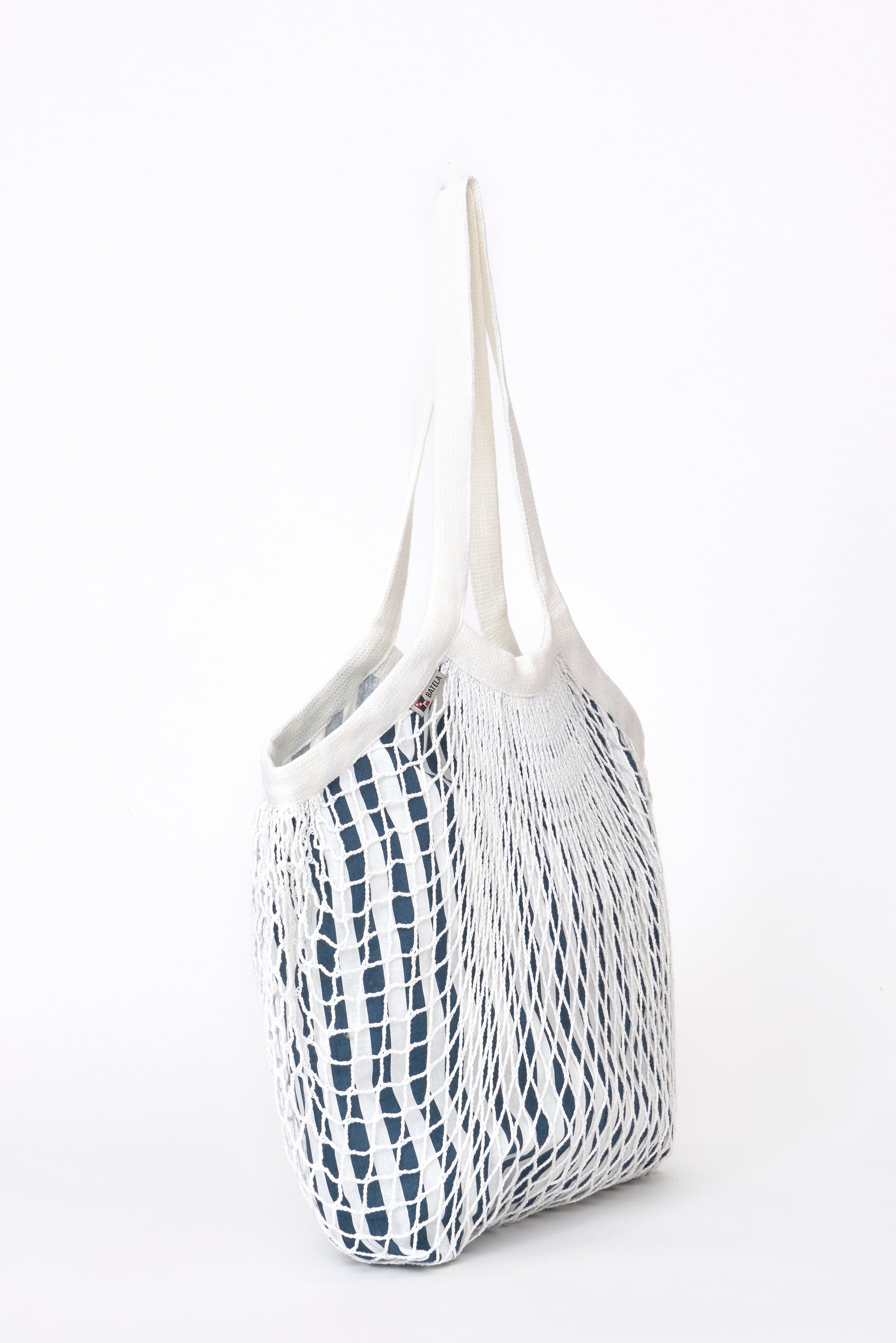 Recycled cotton striped mesh bag