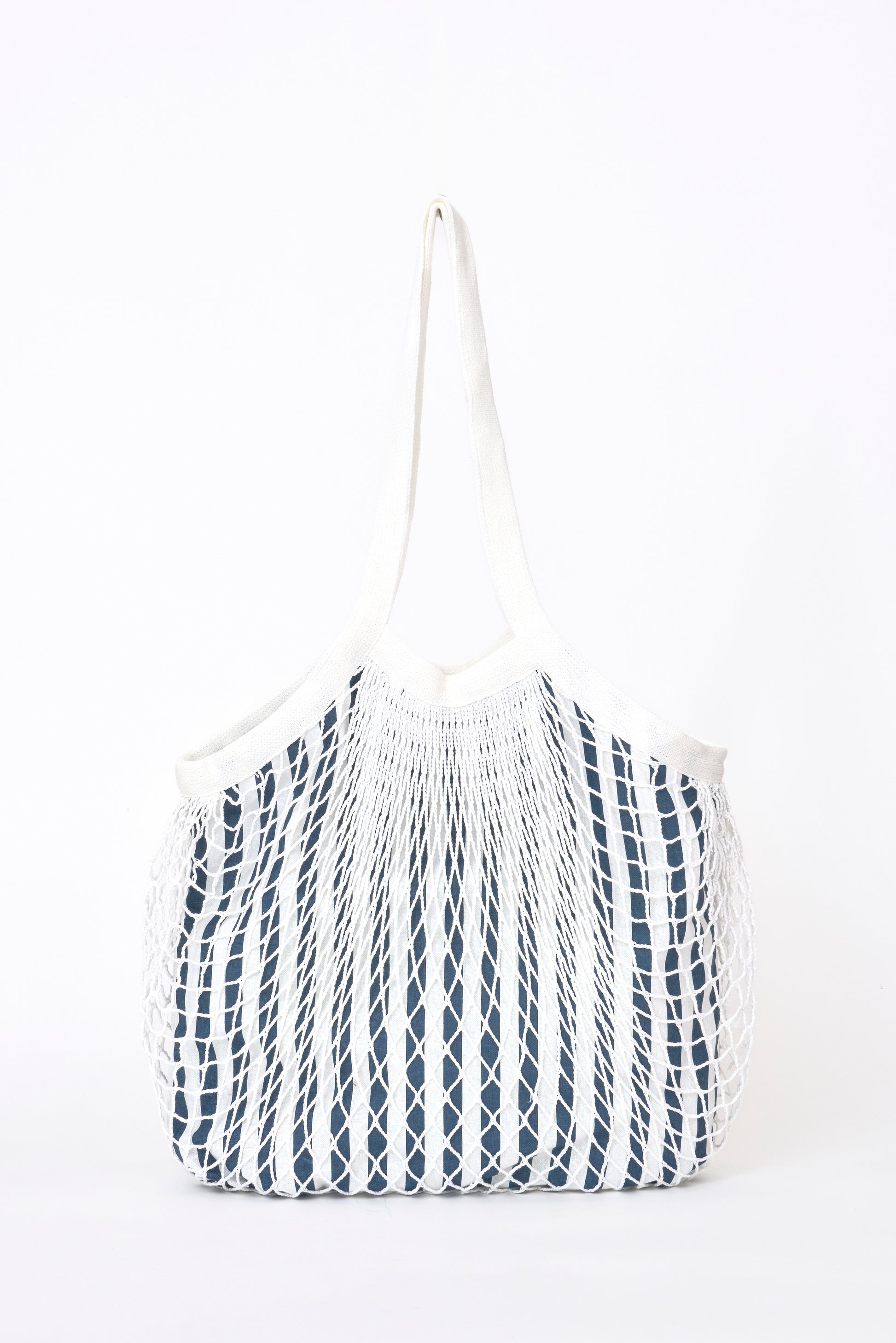 Recycled cotton striped mesh bag