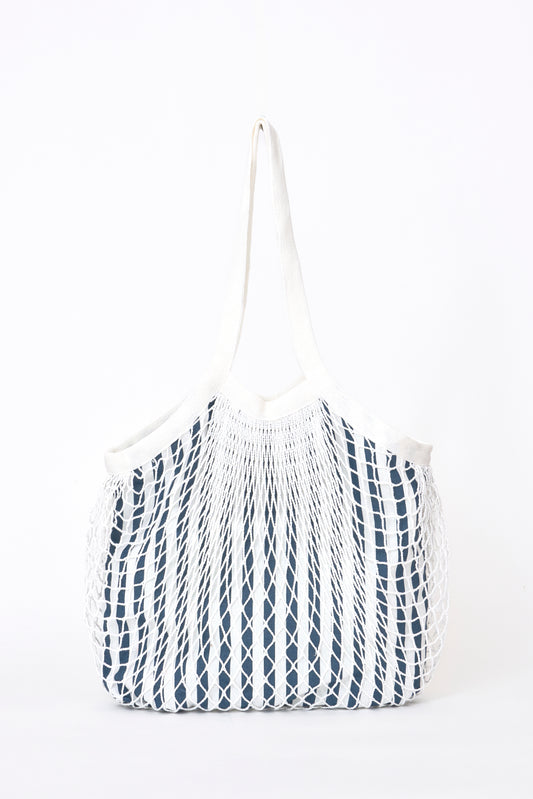 Recycled cotton striped mesh bag