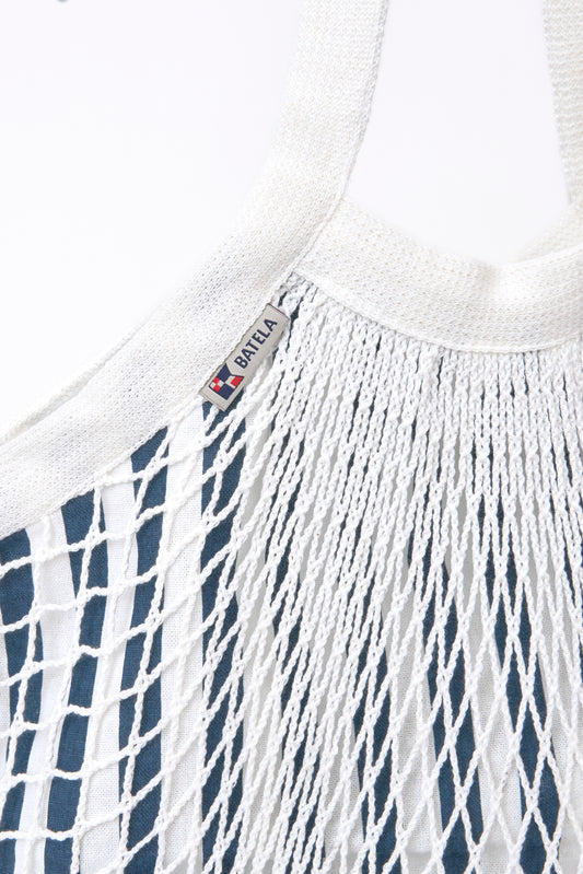 Recycled cotton striped mesh bag