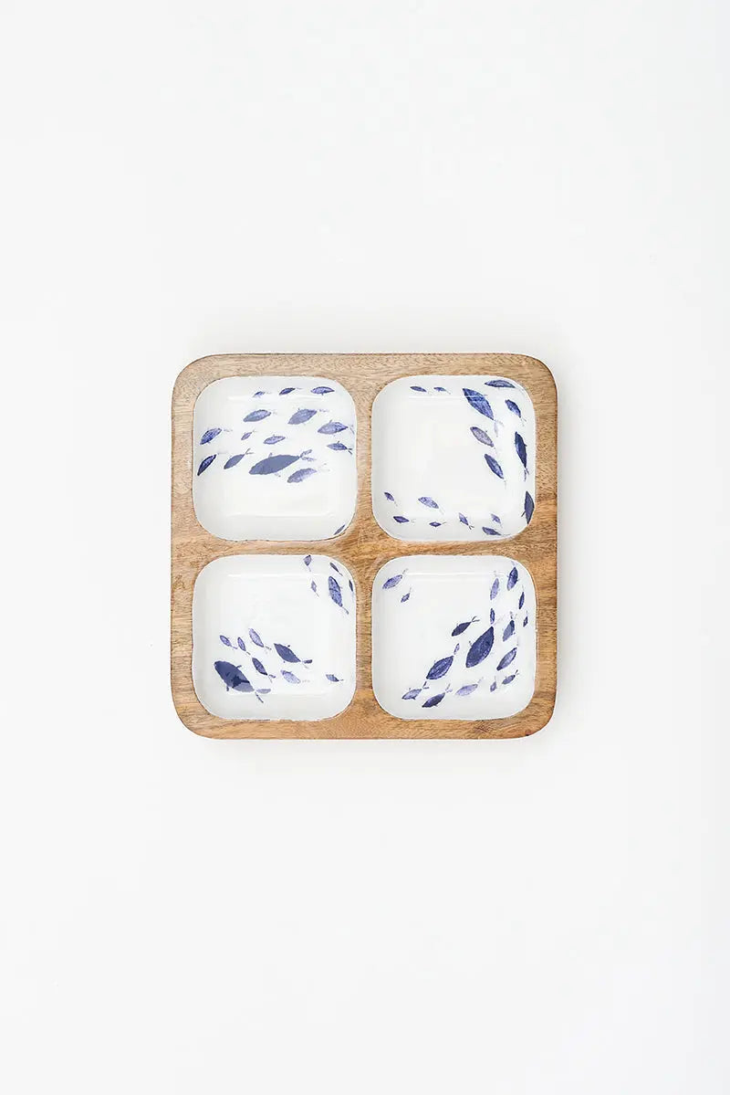 Bandeja de madera esmaltada con peces - D2104 - Batela